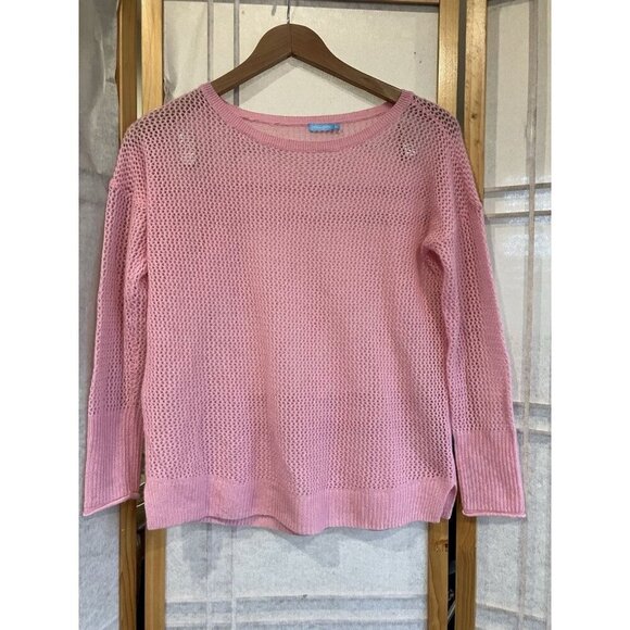 J. McLaughlin Sweaters - J Mclaughlin Pink Cashmere L/S Sweater XS Open Weave, Beach Preppy